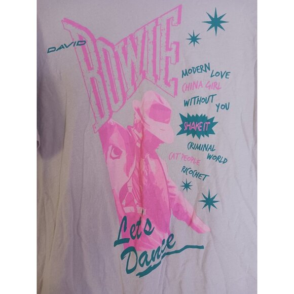 David Bowie Women's Soft Lightweight Crewneck Short Sleeve Band Tee Tan M - Picture 2 of 6